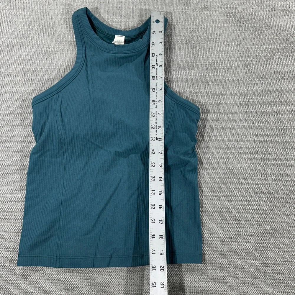 Lululemon Ebb to Street High Neck Crop Tank Size 4 Teal Excellent Ribbed Bra